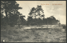 17074 Afbeelding van een militair op de heide in de omgeving van Bilthoven (gemeente De Bilt).